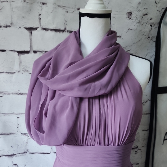 Azazie Bonnie Stretch Wisteria A-Line Pleated Stretch Satin Dress Bridesmaid A6 - Picture 13 of 15